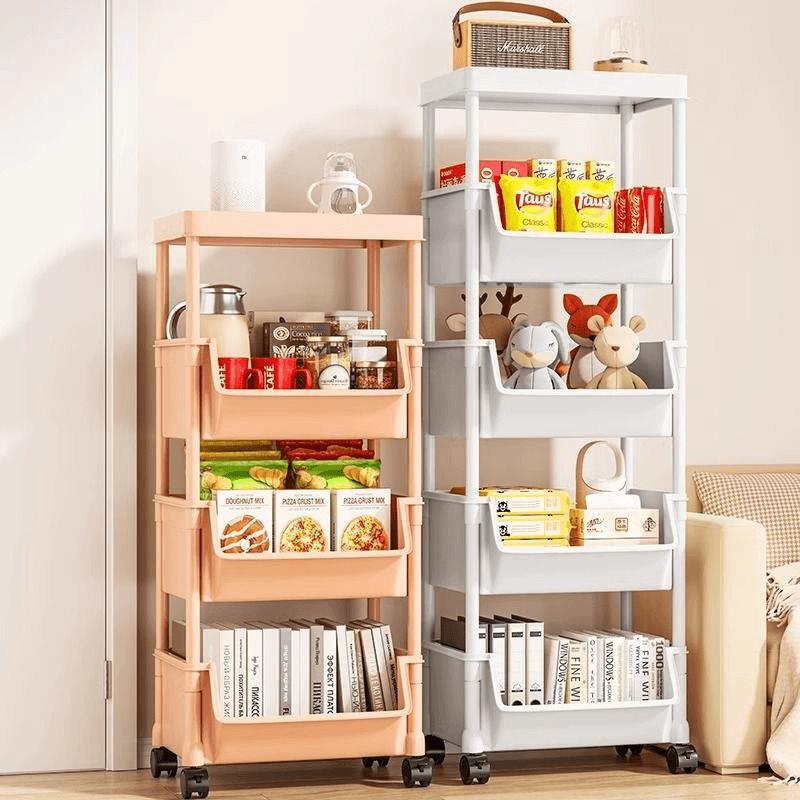 Simple Bookshelf Storage Rack Floor-Standing Wheeled Movable Cart Under Desk Desk Bedroom Bookcase