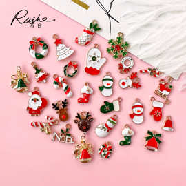 跨境圣诞节老人手杖铃铛雪花手套 diy饰品配件合金装饰钥匙扣挂件