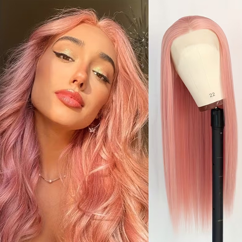 Hot-Selling Pink Synthetic Matte High-Temperature Fiber 13*4 Front Lace Wig Synthetic High-Temperature Fiber Wig Direct from Manufacturer Hot-Selling Pink Synthetic Matte High-Temperature Fiber 13*4 Front Lace Wig Synthetic High-Temperature Fiber Wig Direct from Manufacturer