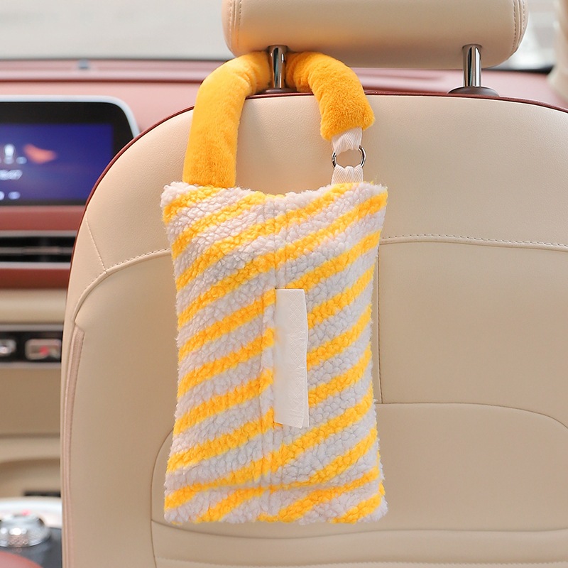 Che Zai Zhi Jin He Gua Shi – Car tissue box/set Box Car-mounted Tissue Holder - 181-yellow-gray-diagonal-stripe-2416cm