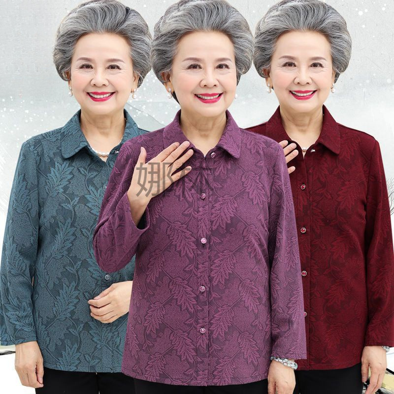 NL奶奶秋装长袖衬衫70岁60中老年人夏装女妈妈春秋外套薄款老人衣
