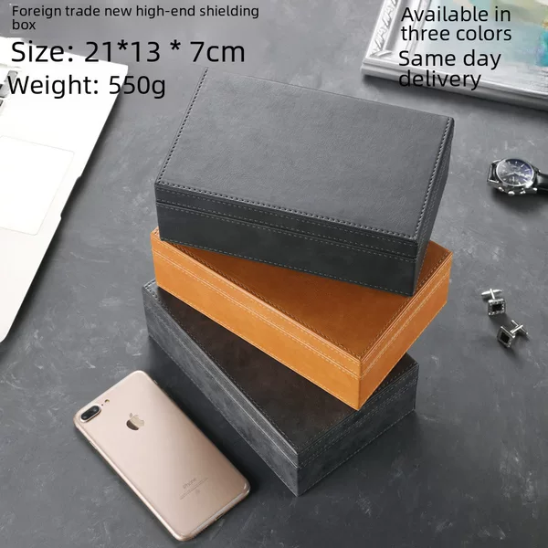 2024 Amazon Cross-border Hot Selling Magnet Crazy Horse Pattern RFID Anti-radiation Box Car Key Signal Shielding Box