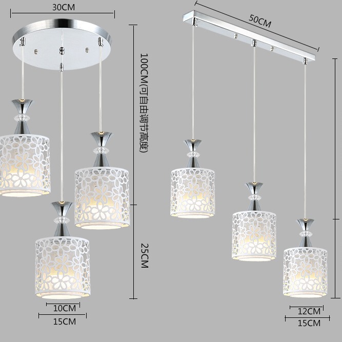 Restaurant Chandelier Three-head Single-head Dining Room Simple Personalized Creative Dining Room Averway Flower Flap Lampshade Dining Chandelier