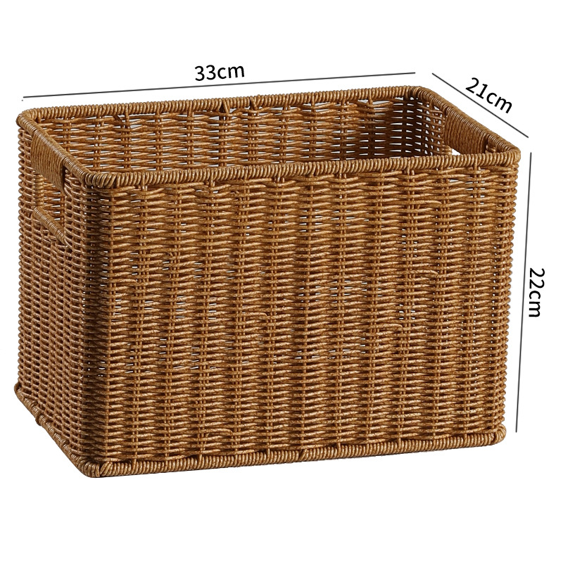 Cesta de almacenamiento rectangular de esquina de costura de imitación de ratán