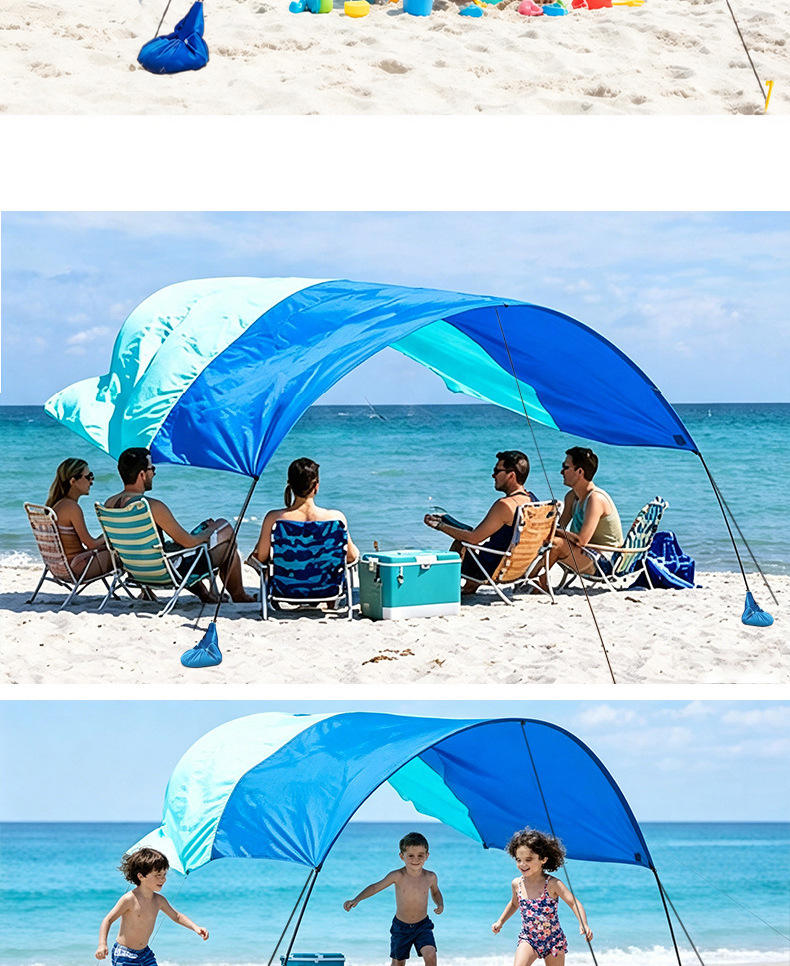 Cross-border seaside beach sunshade canopy for leisure vacations, waterproof, sun-proof, portable, wind-resistant outdoor camping sunshade tent