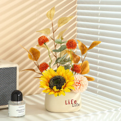 Manufacturer wholesale fake flowers, artificial flower arrangements, sunflower potted plastic bouquets, office table decorations