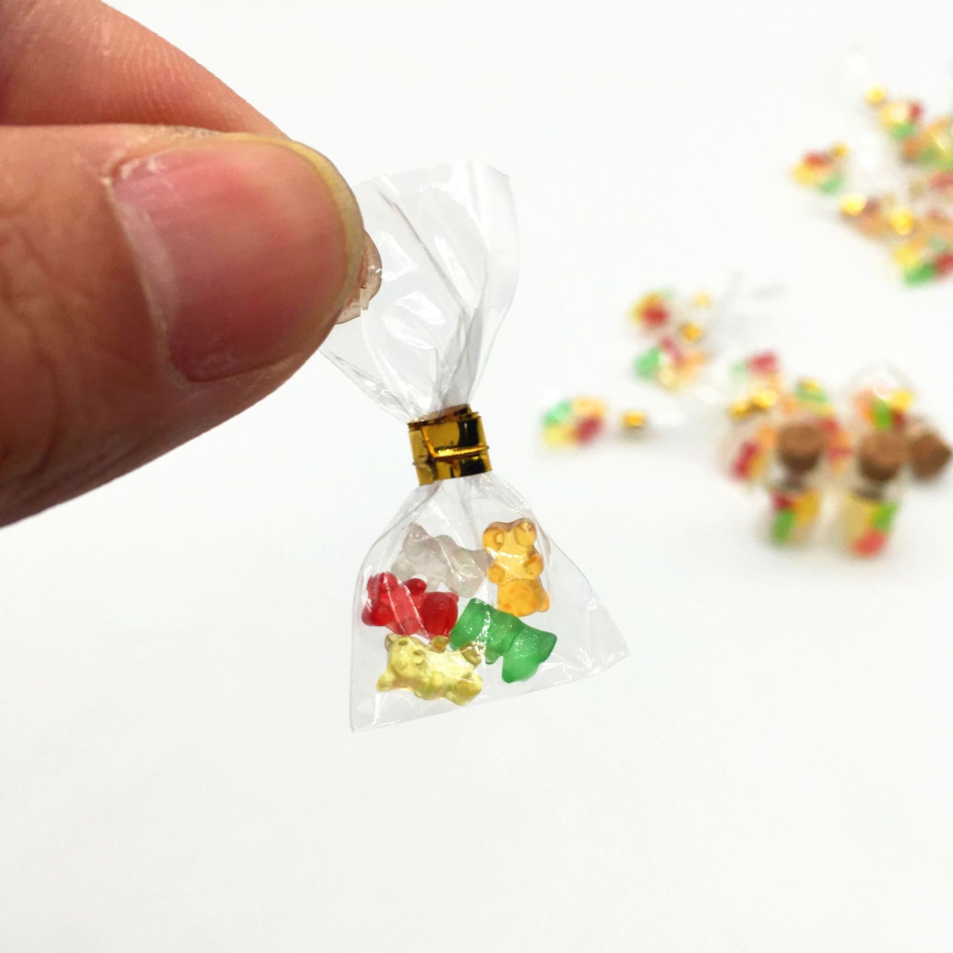 Casa de muñecas Dollhouse oso mini caramelo enlatado bolsa miniatura comida jugar escena modelo ob11 Accesorios