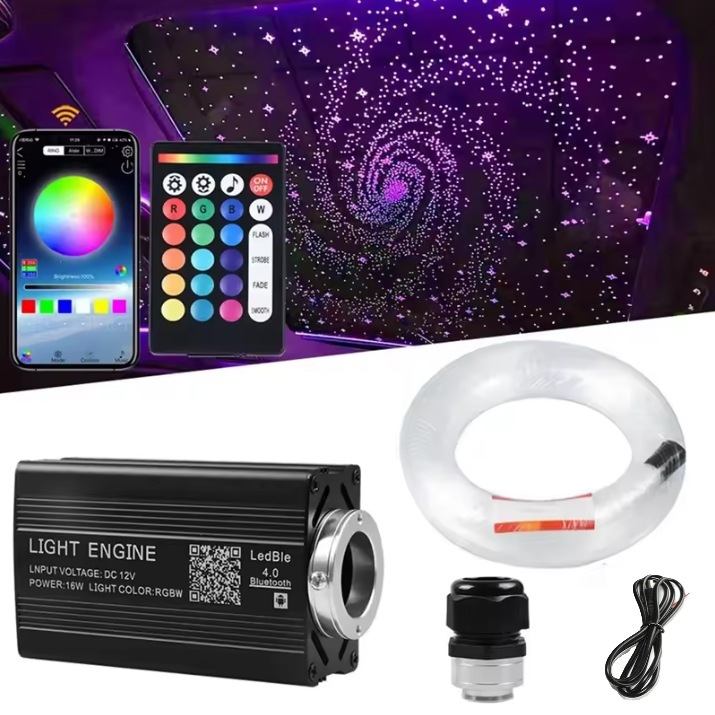 Car Ceiling Modification with Meteor and Starry Sky Fiber Optic Lights, Remote Control, Mobile App Control, Voice Control, Starry Sky Ceiling