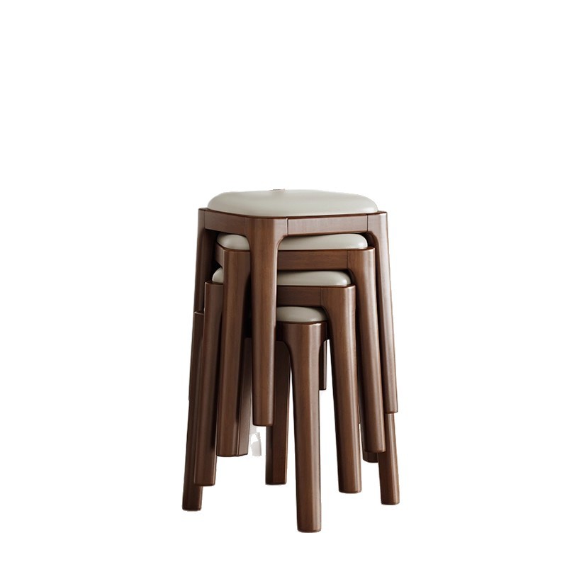 Taburetes de madera sólida para el hogar taburetes de mesa de comedor apilables taburetes de madera de paquete suave taburetes de sala de estar simples taburetes modernos taburetes altos