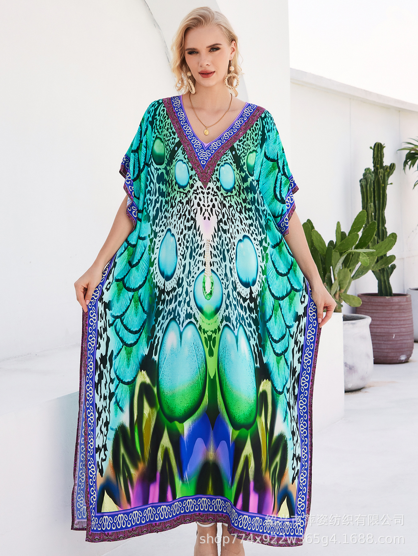 Camisas de playa de algodón impresa bata de vacaciones bikini con trajes de baño camisa buñuelo nuevo 45 - 1