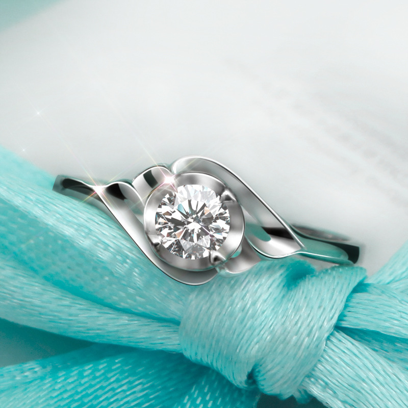 Qixi Valentine's Day gift fashion simulation diamond ring wedding diamond ring female proposal engagement open ring jewelry