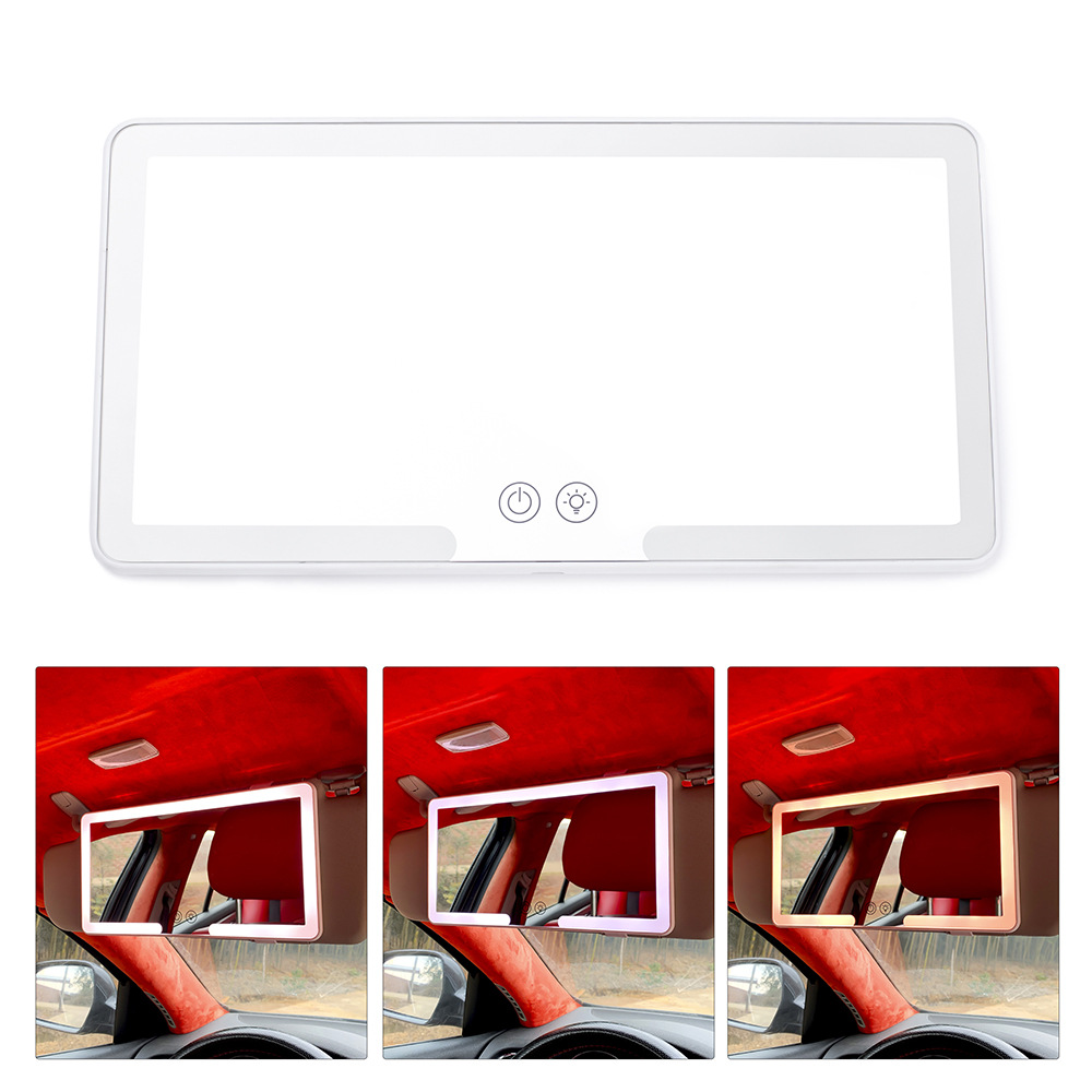 New Car Makeup Mirror Car Square Makeup Mirror C-Shaped High-Definition Mirror Sun Visor with Led Light Makeup Mirror