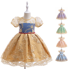 2024新款儿童礼服公主裙刺绣大蝴蝶结花童裙儿童走秀礼服厂家直供