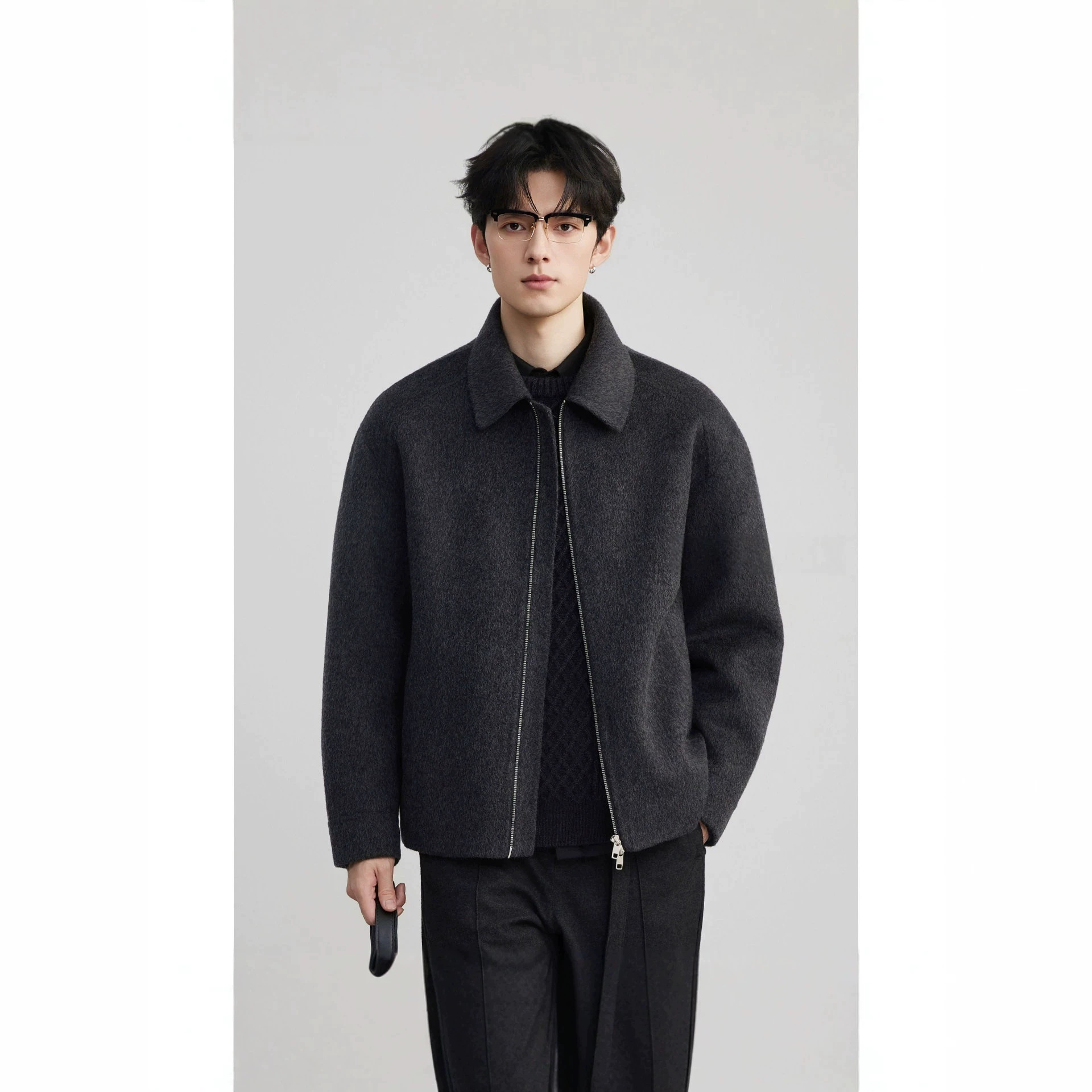 [100% wool] Double-faced wool short coat for men, 26 autumn/winter collection, suitable for commuting, warm, and with a classic, sophisticated style