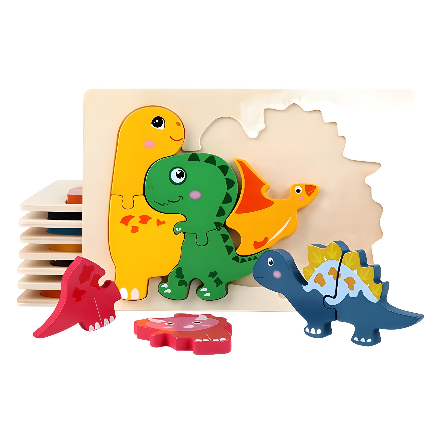 Nuevos ocho rompecabezas de animales de dibujos animados de madera para niños