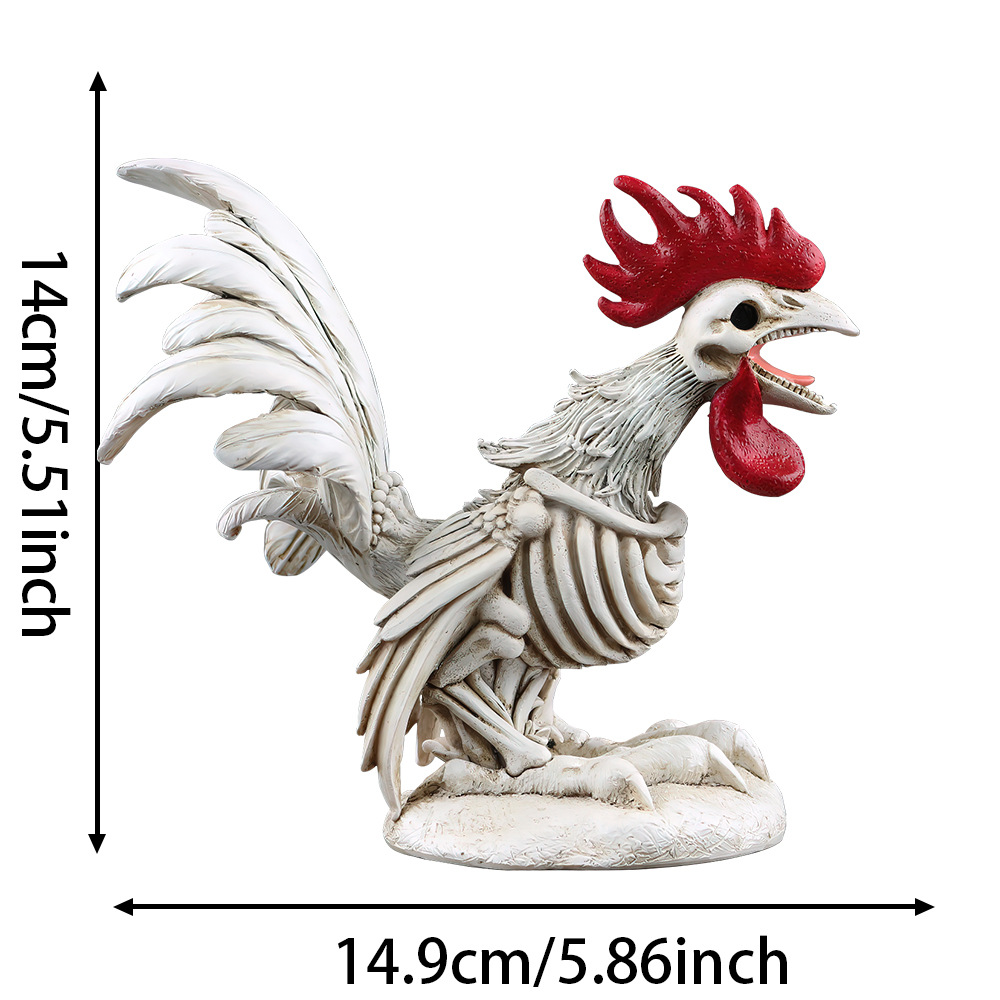 Amazon exclusive resin skeleton skeleton rooster ornaments festival atmosphere animal sculpture specimen collection decorations