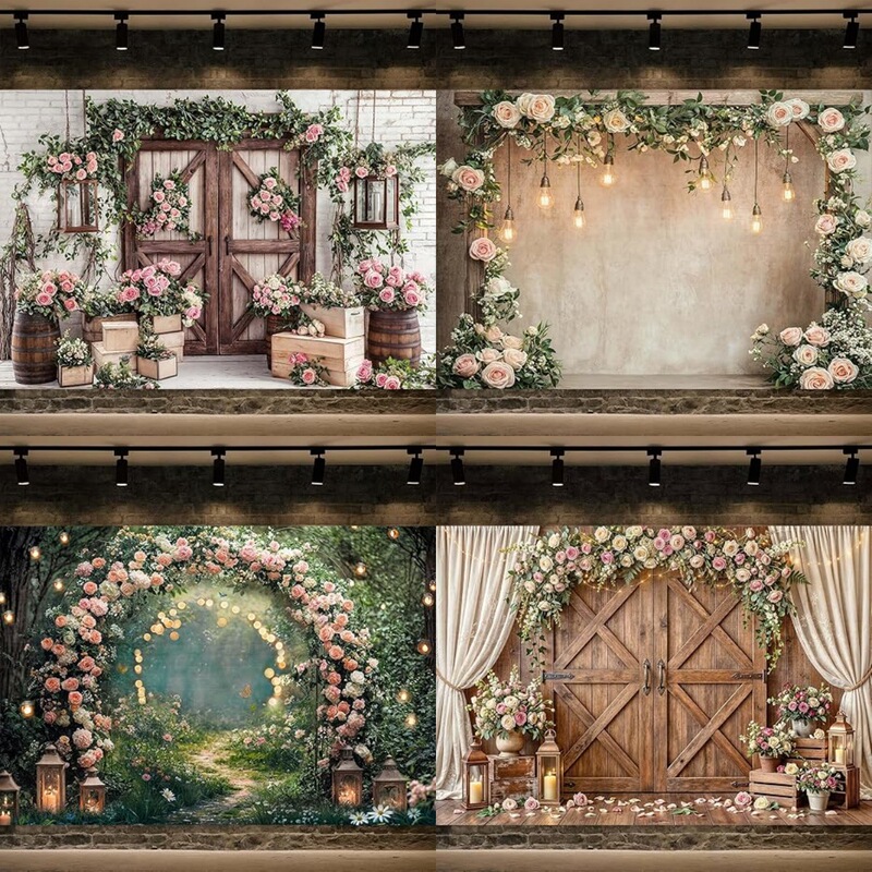 Cross-Border Amazon Vintage Wood Grain Floral Wall Backdrop Birthday Wedding Portrait Baby Shower Bridal Party Background Cross-Border Amazon Vintage Wood Grain Floral Wall Backdrop Birthday Wedding Portrait Baby Shower Bridal Party Background