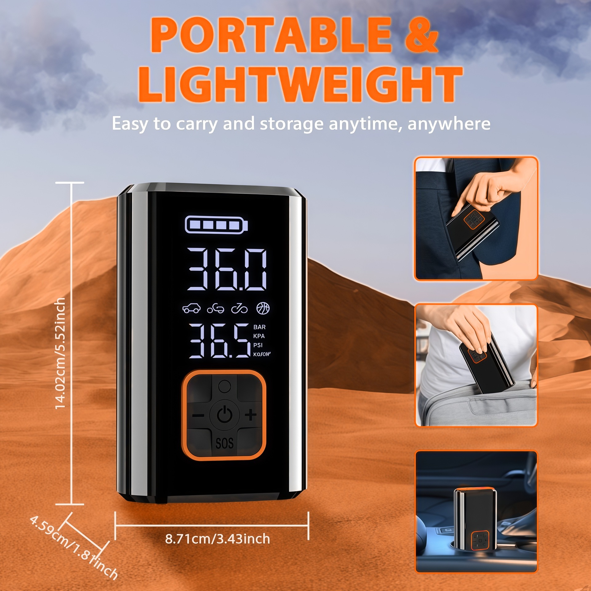 Wireless Car Air Pump, Car Electric Vehicle Air Pump, 12V Portable Tire Inflator, Cross-Border Exclusive Model