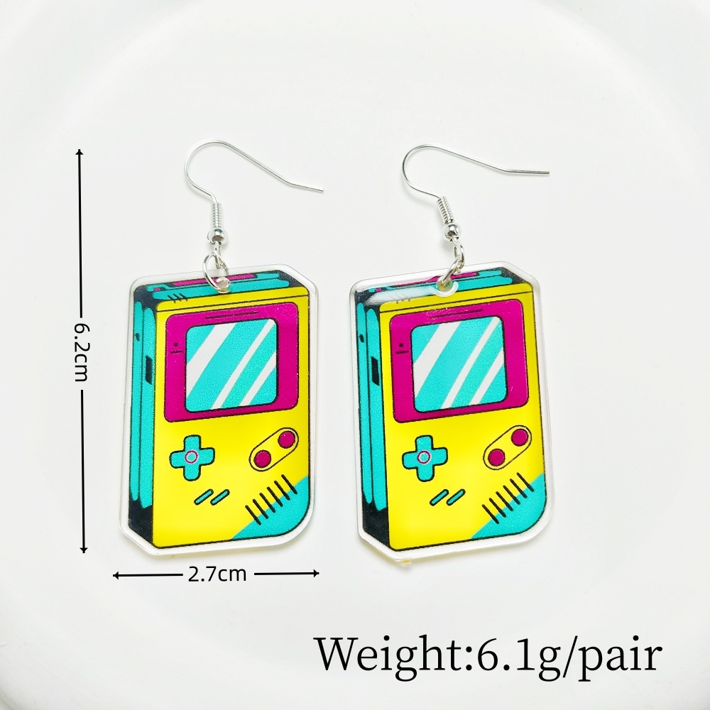 14g Weight Iron Ear Needle Material Drop Earrings Classification 1 Pair Quantity Holiday, Daily Occasion Acrylic Material Printing, Color Block, Rubik'S Cube Pattern Women's Gender Stoving Varnish Design Novelty Style 1 Pair Novelty Printing Color Block Rubik'S Cube Stoving Varnish Arylic Drop Earrings 27