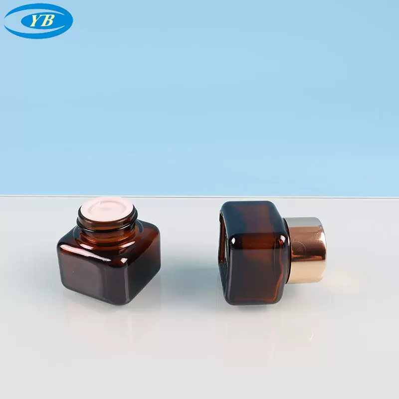厂家批发15g茶色膏霜瓶眼霜 四方面霜瓶方形小棕瓶化妆品分装瓶