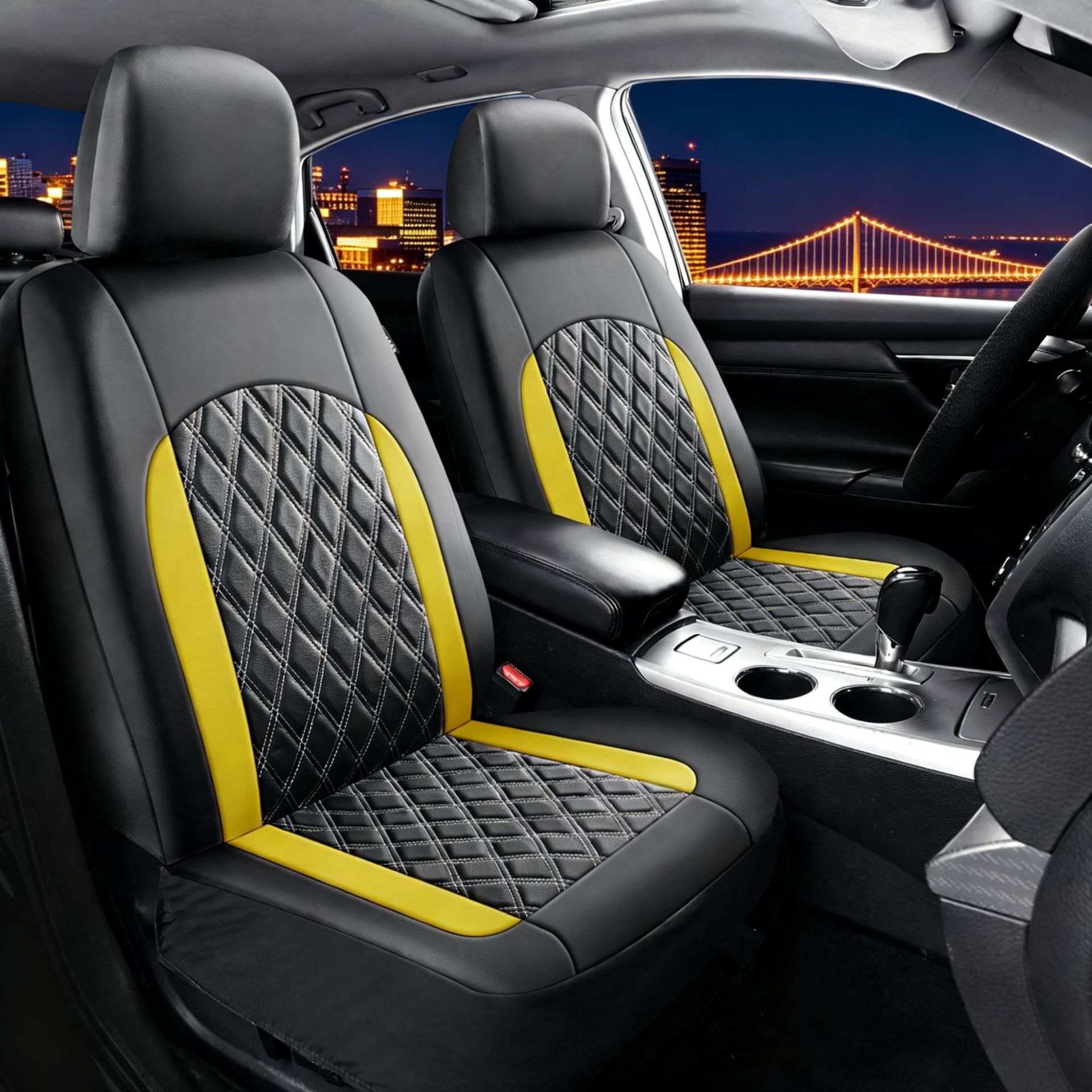 Cross-Border Foreign Trade Car Seat Cushion, Universal Seat Cover for All Seasons, Double-Line Diamond Quilted Embroidered Pu Leather Car Seat Protector