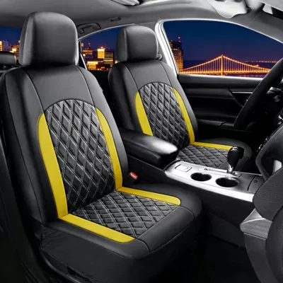 Universal seat cover – Cross-Border Foreign Trade Car Seat Cushion - double-quilted-black-and-yellow-front-row-two-seat-four-piece-set