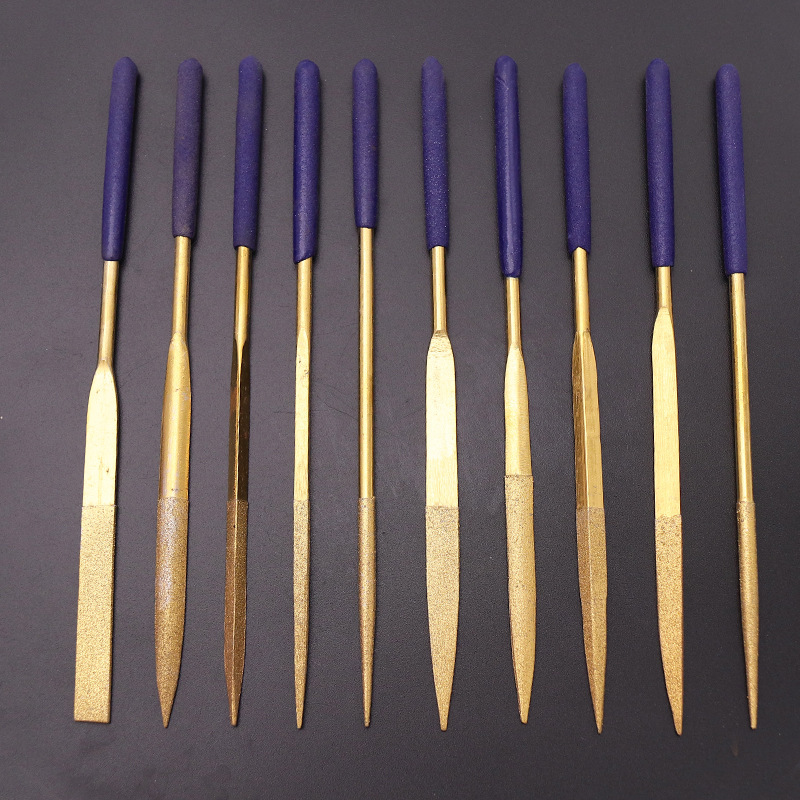 チタンメッキダイヤモンドやすり3*140フラット/角/三角/半円やすりメッキモデル整数型やすりフラットやすり|undefined