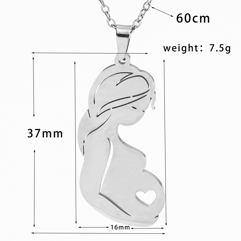 Big Belly Mother Titanium Steel Necklace display picture 1