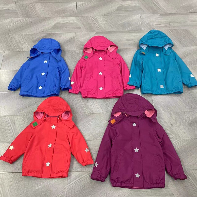 Original Foreign Trade Thickened Hooded Outdoor Children's Laminated Fleece Jacket, Windproof and Rainproof Jacket for Young Children