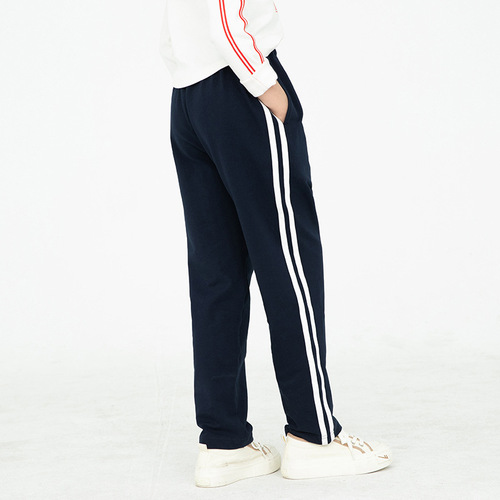 School uniform pants navy blue spring and autumn style loose straight dark blue thin school pants for middle school children, junior high school and primary school students