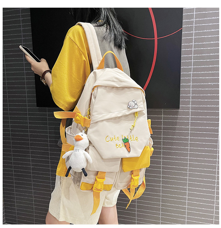 Fashion Cartoon Contrast Color Double Pocket Students Backpack Wholesale Nihaojewelry display picture 10