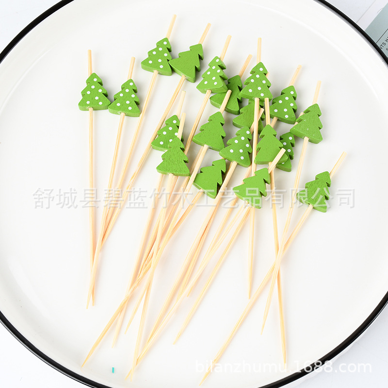 Suministro de Navidad Fruit Stick Disposable Bamboo Stick Navidad Burger Cocktail Party Fruit Tickle