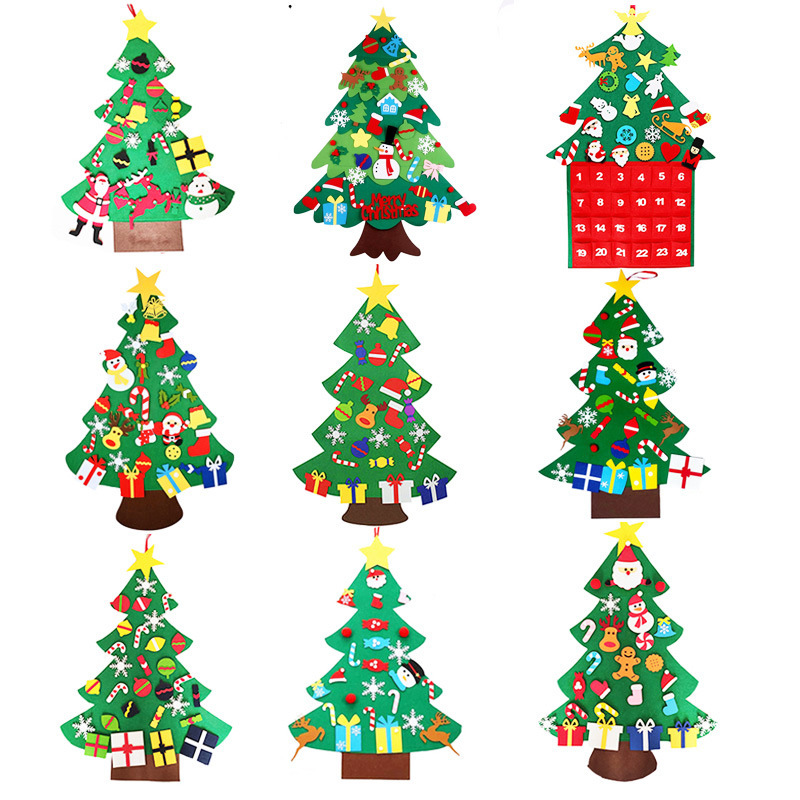 毛毡圣诞树儿童DIY早教玩具圣诞节毛毡 无纺布圣诞节墙壁装饰挂饰