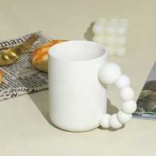 现货批发500ml大容量ins创意珠链把手马克杯色釉牛奶陶瓷咖啡杯