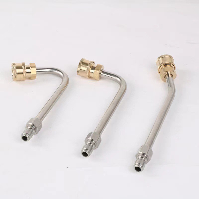 Car wash water gun with extended 1/4 quick-connect elbow fitting, household car washer spray gun elbow rod, car washer accessories