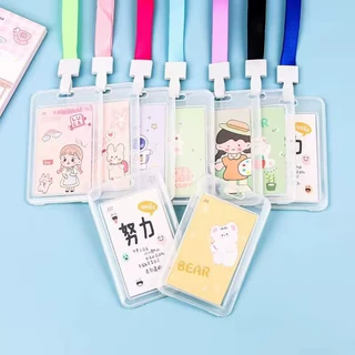 学生卡通透明硬卡套塑料挂牌证件套员工工作牌挂绳保护套批发