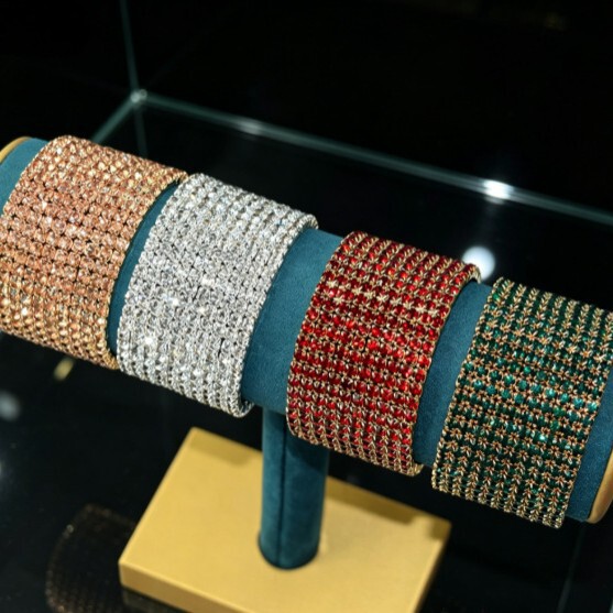 Bridal Wedding Full Diamond Bracelet, Elastic Wide Version, Multi-Row Student Bestie Bracelet