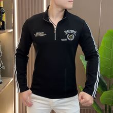 抖音爆款精品立领半拉链男士卫衣经典欧货时尚潮流男上衣打底衫新