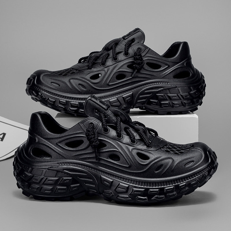 Outer Wear Men's Baotou Slippers Summer New Sports Casual Hole Shoes Wear-resistant Thick-soled Shit-feeling Beach Sandals