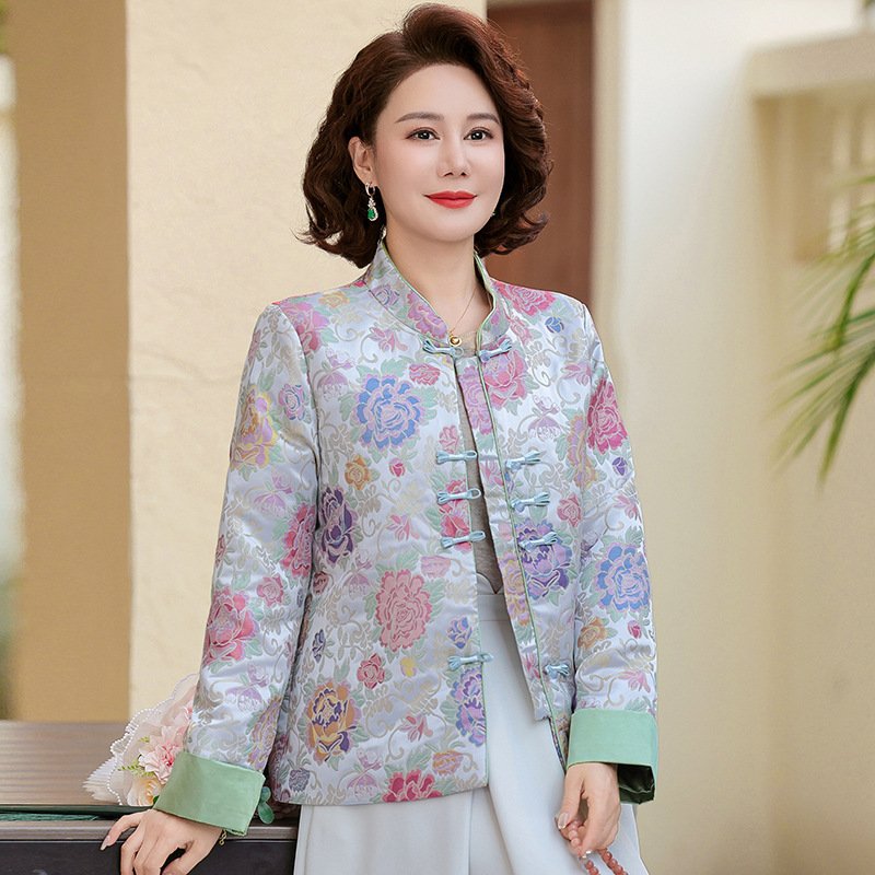 妈妈秋装洋气宽松外套2025新款奶奶装中老年女春秋季中式国风上衣|undefined