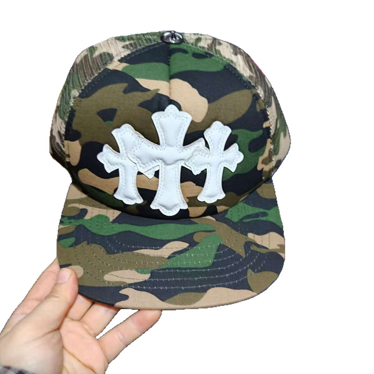 Sombrero para el sol CH Cro de verano para parejas nuevas de moda americana, sombrero de hip-hop de ala plana bordado a la moda ~ sombrero de malla de béisbol