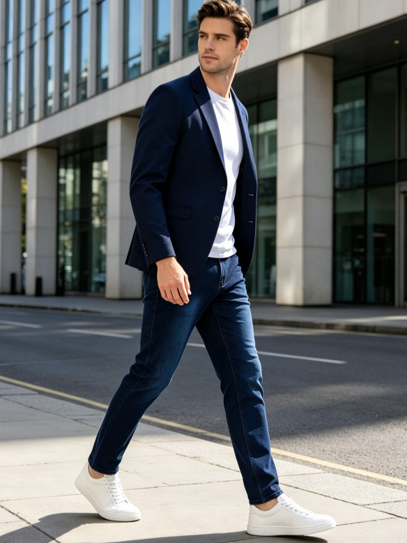 Jeans Ajustados para Hombre de Algodón, Elástico, Lavado, para Uso Casual