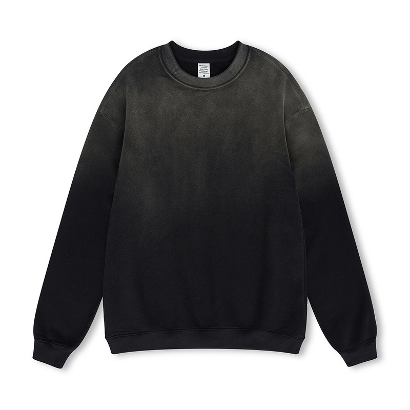 Erkek Giyim ana cadde 400G fırçalanmış peluş degrade sprey maymun zanaat yuvarlak yaka uzun kollu sweatshirt_voghion.com