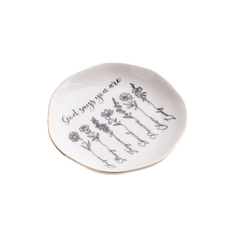 Placa de joyería de cerámica cuadrada de seis lados de estilo europeo de estilo transfronterizo, día de San Valentín, día de la madre, pulsera de joyería, exhibición de anillos