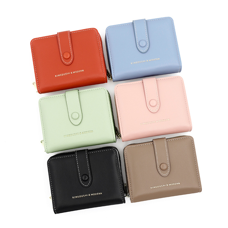 Nueva cartera transfronteriza de las mujeres simple cremallera corta cartera de la muchacha bolsa de cremallera monedero pequeña cartera fresca