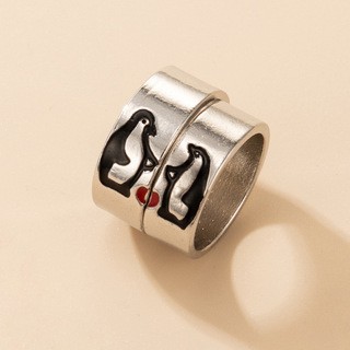 Personality Jewelry Cartoon Love Couple Ring Geometric Letter Ring Set display picture 1
