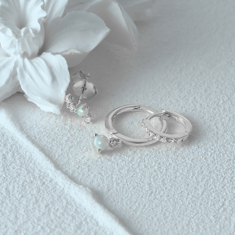 4g Weight Zircon Inlay Material Earrings Classification 3 Pieces Set Quantity Daily Occasion 925 Sterling Silver Material Geometric Pattern Women's Gender Plating, Inlay Design Simple Style Style 3 Pieces Set 925 Sterling Silver Zircon Geometric Earrings 84
