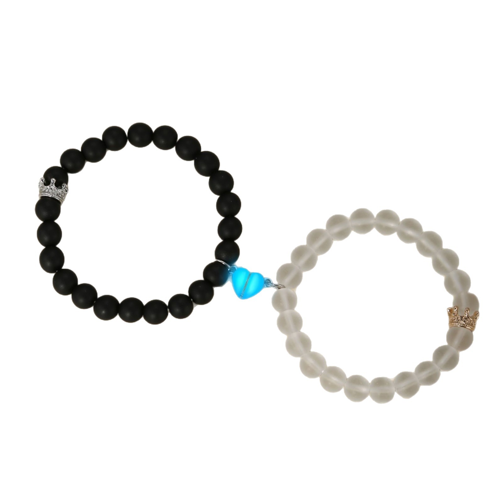 Amazon ウィッシュ ホットセール クラウン ダイヤモンド メンズ レディース ブレスレット ブラック フロスト ホワイト ターコイズ カップル セット ブレスレット