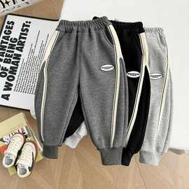 男童加绒裤子宝宝运动裤长裤卫裤儿童秋季薄绒一体绒2025秋冬款潮