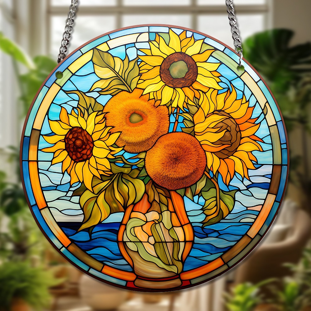 工厂直销跨境亚克力uv印刷圆盘美女花卉挂饰车内挂件客厅房间装饰